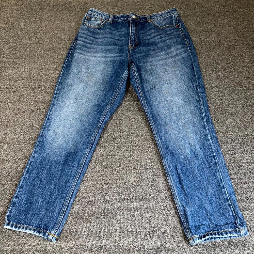 Topshop Mom Jeans Womens 32x30 Blue Denim Medium Wash High Rise Casual